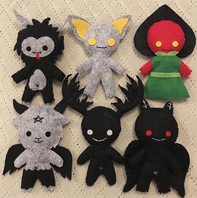 Cryptid Felt Collectible Ornaments: Hopkinsville Goblin, Flatwoods Monster, Mothman, Wendigo, Baphomet, Krampus 