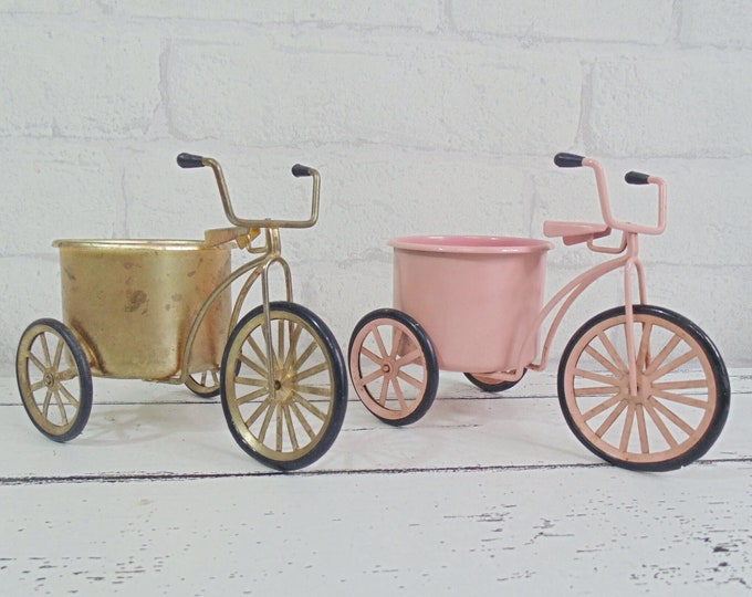 Vintage Metal Tricycle Mini Planters Etsy
