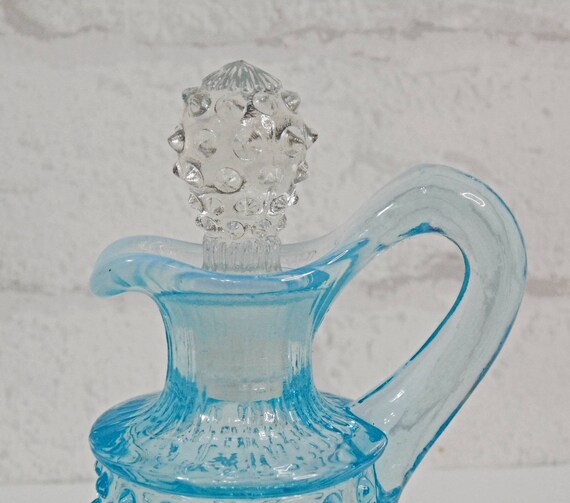 Vintage Fenton Blue Hobnail Glass Decanter Bottle wi… Gem