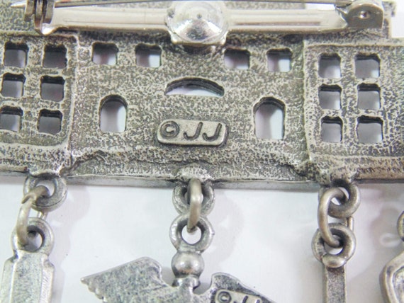 Vintage Signed JJ Pewter Hospital Brooch Pin with… - image 3
