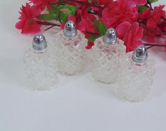 Vintage Glass Salt and Pepper Shakers with Metal Caps / Individual Salt and Pepper Shakers
