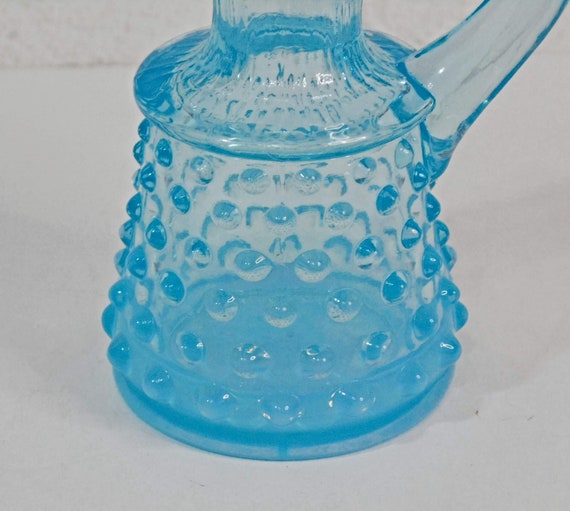 Vintage Fenton Blue Hobnail Glass Decanter Bottle wi… Gem