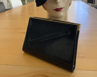 Antique Black Leather Clutch