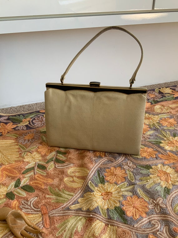 Cream Lizard Skin Handbag