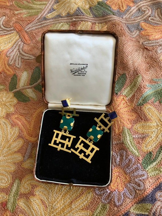 Runway Length Chinoiserie Earrings