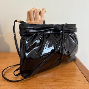 Vintage Black  Vinyl Handbag 1970