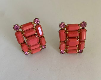 Weiss Coral Coloured Glamour Clip On  Earrings