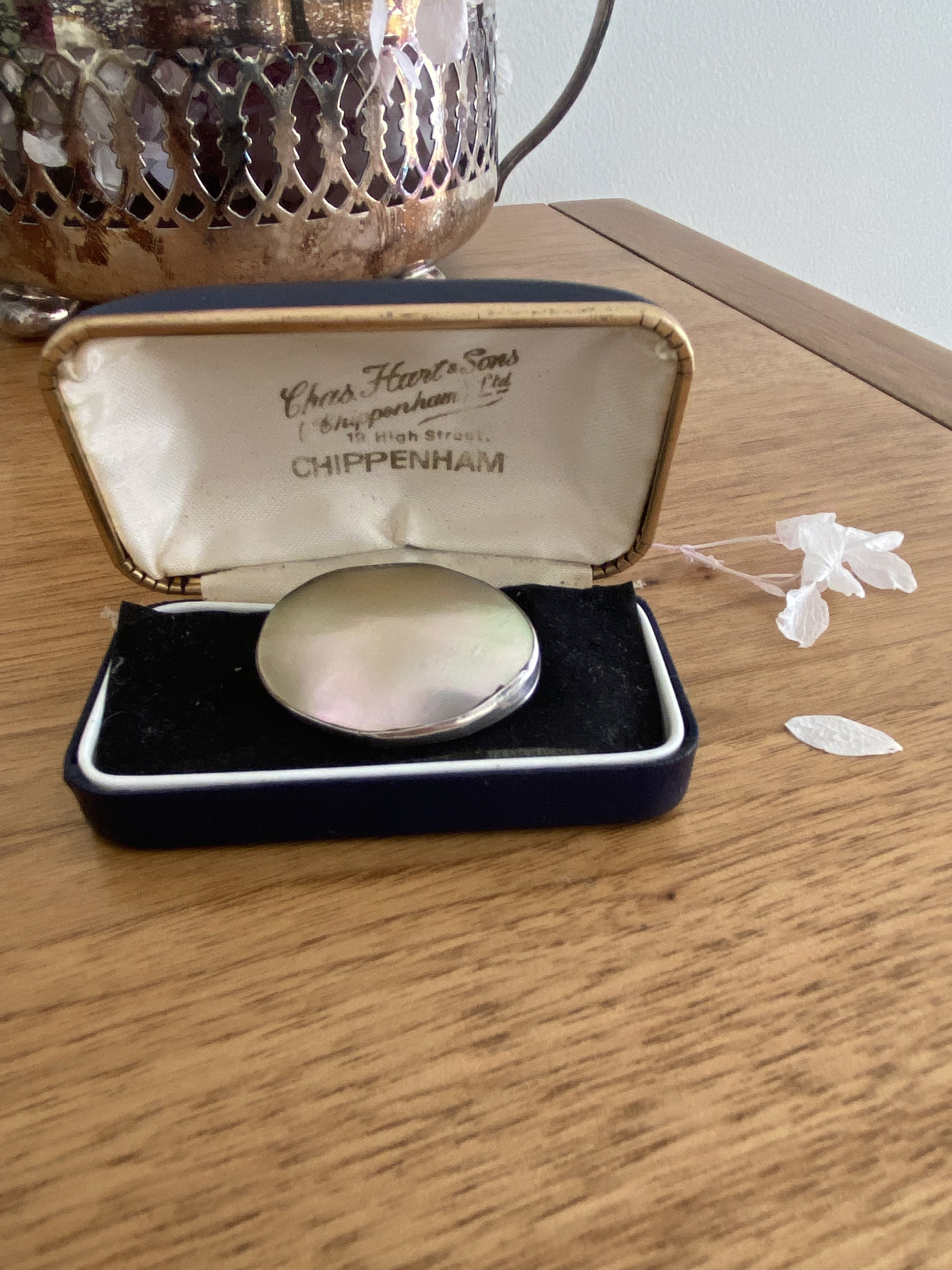Early Australian Mother of Pearl and Silver Brooch