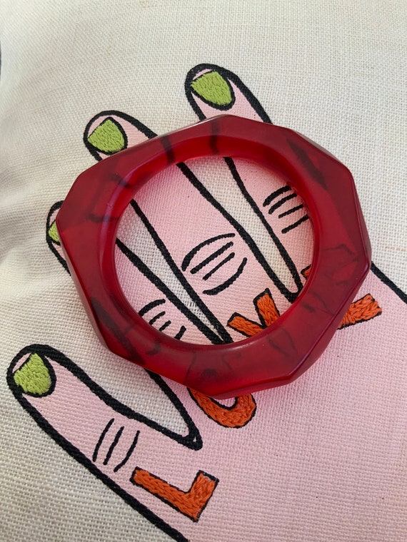 Red Resin Wishbone Dinosaur Designs Bangle