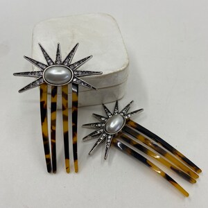 Matched Pair Star Burst Hair Combs