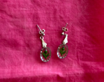 Scottish Silver and Reverse Carved Crystal Earrings