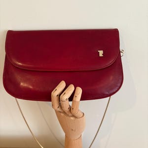 Vintage Burgunderrote Lederhandtasche 1970er
