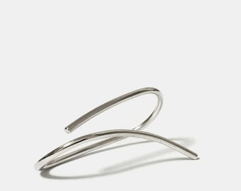 Sterling Silver Two Finger Ring - Adjustable Minimalist Statement Ring, Size 8.5/9