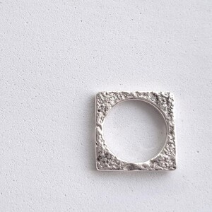 Irregular Recycled Sterling Silver Square Ring, Narrow Band Ring, Eco-Friendly Organic Ring, Contemporary OOAK Ring Size 8 1/2 (8.5)