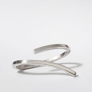 Sterling Silver Statement Two Finger Ring, Handmade Double Finger Ring, Open Band Ring, Modern Minimalist, Thick, Massive Heavy Gauge, 7&7.5