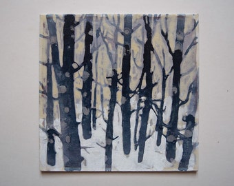 Original Acrylic Painting, Forest Painting, Winter Painting, Original Painting, Winter landscape
