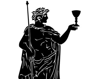 Dionysus Greek God Art Print, Bacchus Mythology Illustration, Classical Figure Digital Download