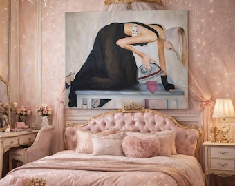 Old Habits – Original Large Figurative Oil Painting, Feminist Contemporary Art, 40 x 48 in