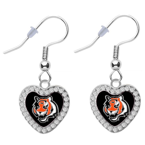 BENGALS CRYSTAL HEART Earrings