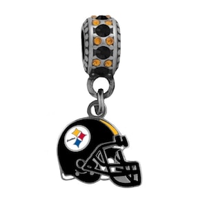 PITTSBURGH STEELERS HELMET Charm Compatible with Pandora Style Bracelets. Can also be worn as a necklace (Included.)