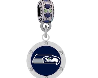 Charm CRISTAL SEATTLE SEAHAWKS Compatible con Pulseras Estilo Pandora.