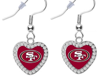 SAN FRANCISCO 49ERS Crystal Heart Earrings