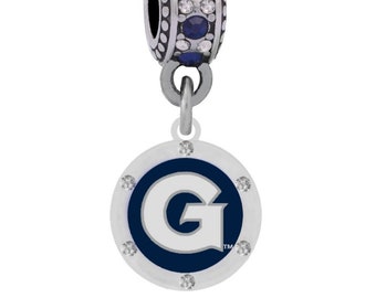 GEORGETOWN UNIVERSITY Crystal Charm Compatible with Pandor Style Bracelets