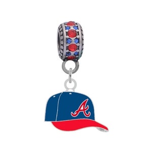 ATLANTA BRAVES CAP Charm Compatible With Pandora Style Bracelets. Can also be worn as a necklace (Included.)