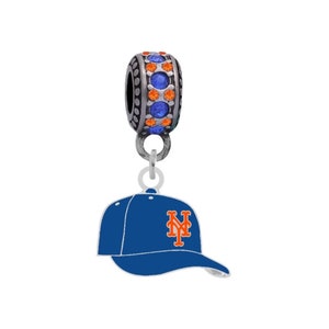 NEW YORK METS Cap Charm Compatible With Pandora Style Bracelets. Can also be worn as a necklace (Included.)