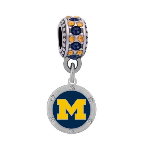 UNIVERSITY of MICHIGAN Crystal Charm Compatible With Pandora Etsy