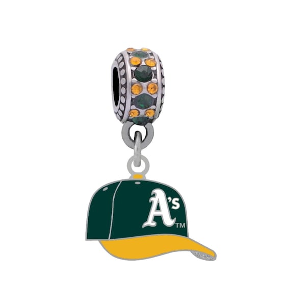 OAKLAND ATHLETICS CAP Charm Compatible With Pandora Style Bracelets. Can also be worn as a necklace (Included.)