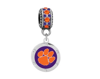 CLEMSON Crystal Charm Fits Large Hole European Style Bracelets