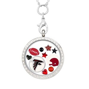 ATLANTA FALCONS FLOATING Locket with 32&quot; Stainless Steel Chain