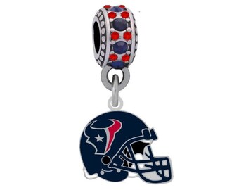 Charm pour casque HOUSTON TEXANS compatible avec les bracelets de style Pandora.