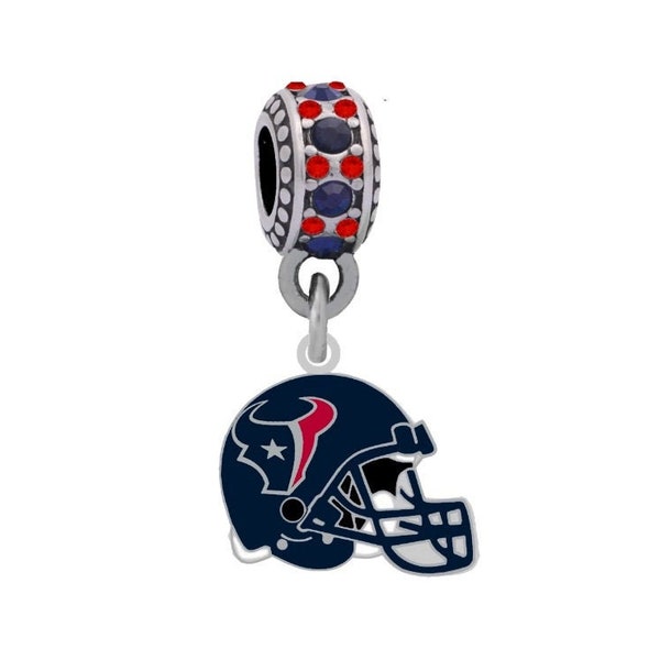 TEXANS HELMET Charm Compatible With Pandora Style Bracelets. Can also be worn as a necklace (Included.)