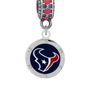 HOUSTON TEXANS CRYSTAL Charm Compatible with Pandora Style Bracelets. Can also be worn as a necklace (Included.)