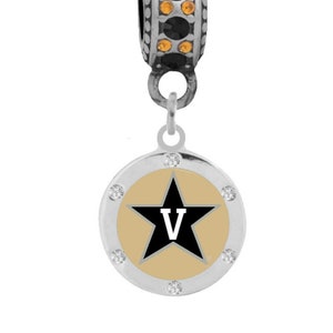 VANDERBILT UNIVERSITY Crystal Charm Compatible with Pandora Style Bracelets