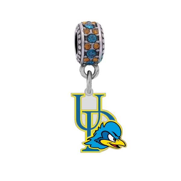 UNIVERSTY of DELAWARE Logo Charm Fits Large Hole European Style Bracelets