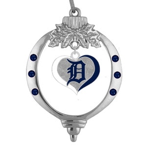 DETROIT TIGERS Swirl Heart Christmas Ornament