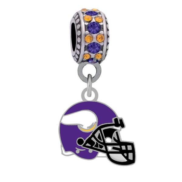 VIKINGS Helmet Charm Compatible With Pandora Style Bracelets. Can also be worn as a necklace (Included.)