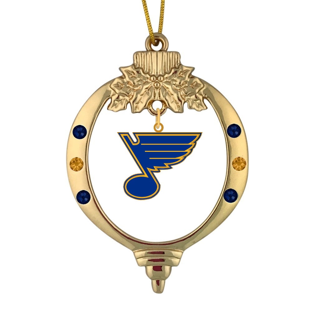 St Louis Blues Blue and Gold Crystal Charm Necklace 