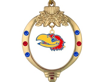 UNIVERSITY OF KANSAS Small Gold Head Christmas Ornament