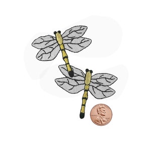 TWO DRAGONFLIES Applique Iron-on Patch