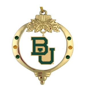 Goldtone &#39;BU&#39; kerstornament van Baylor University