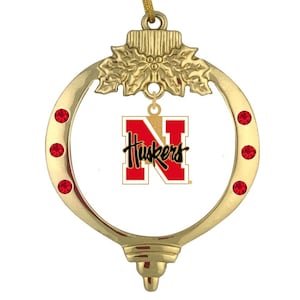 UNIVERSITY of NEBRASKA Medium Huskies over N Gold kerstornament