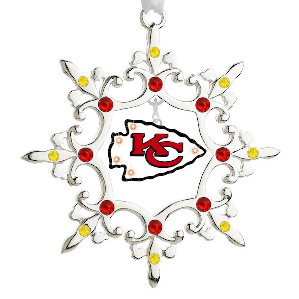 CHIEFS LED BLINKING Snowflake Christmas Ornament