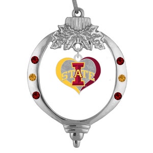 IOWA STATE Swirl Heart Christmas Ornament