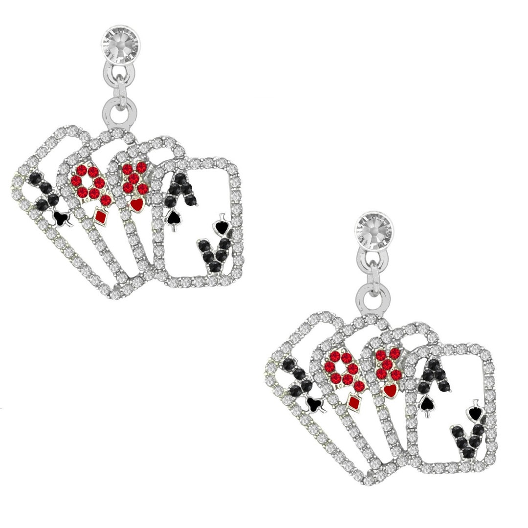 Playing Cards Rhinestone Rhinestone Playing Card Earrings - Poker, Bridge, Canasta, Pinochle - Etsy