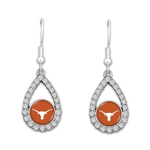 University of Texas Crystal Teardrop Earrings