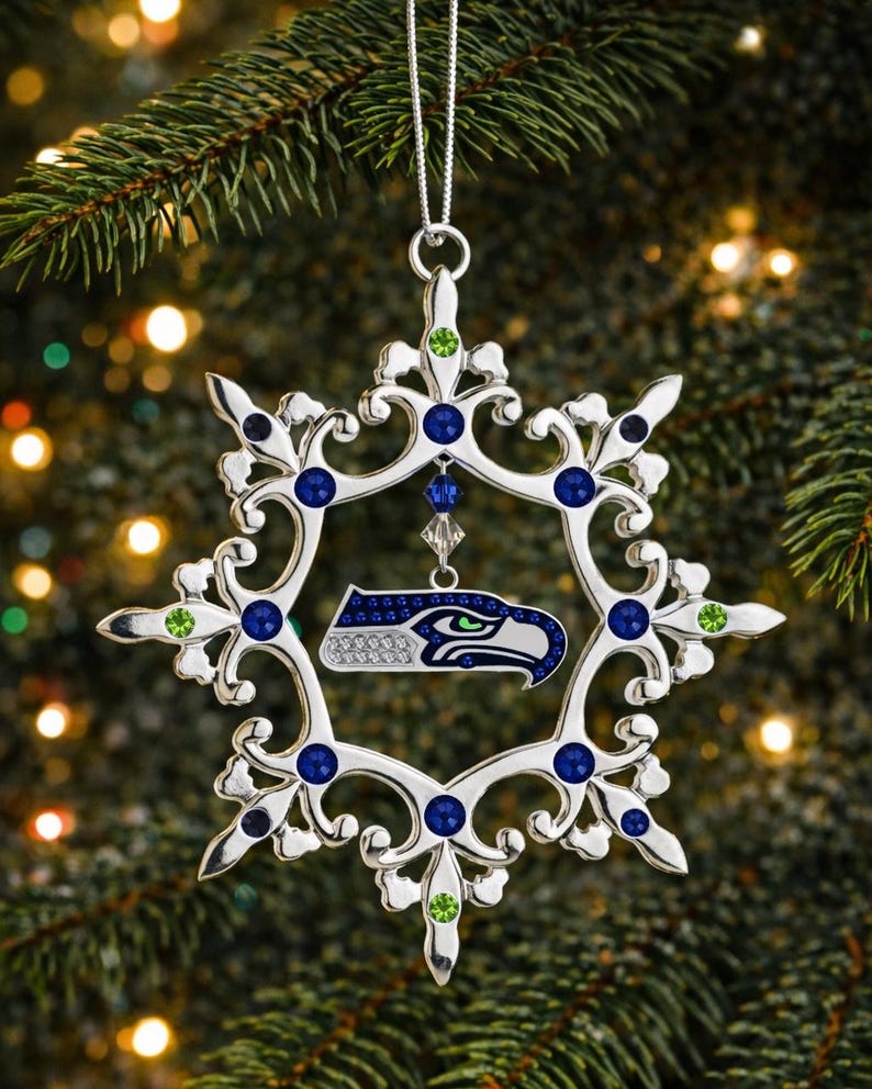 SEATTLE SEAHAWKS Rhinestone Snowflake Christmas Ornament - Etsy